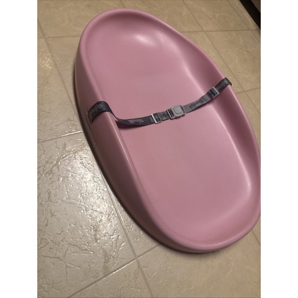 Bumbo Diaper Changing Pad, Ergonomic Baby Changing Mat with Safety Belt, Pink - Picture 2 of 5